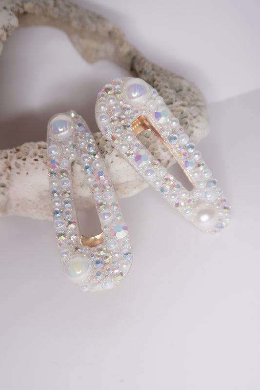 White rhinestone Hair clips